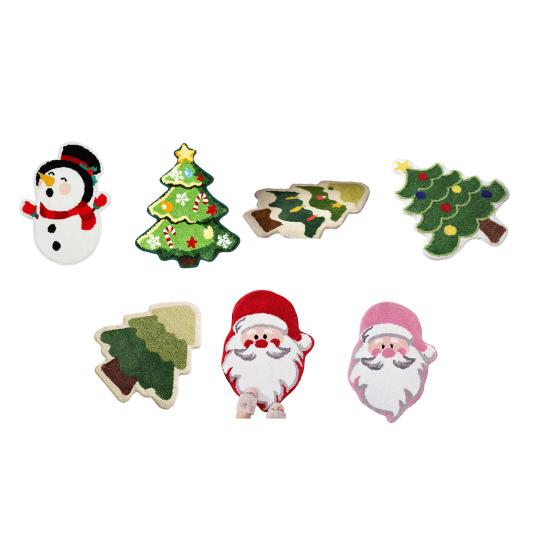 Yousheng Christmas Bathroom Rug Mat Xmas Tree Santa Clauds Shape Design Water Absorbent Floor Mat Home Decor for Kitchen Living Room Bathroom