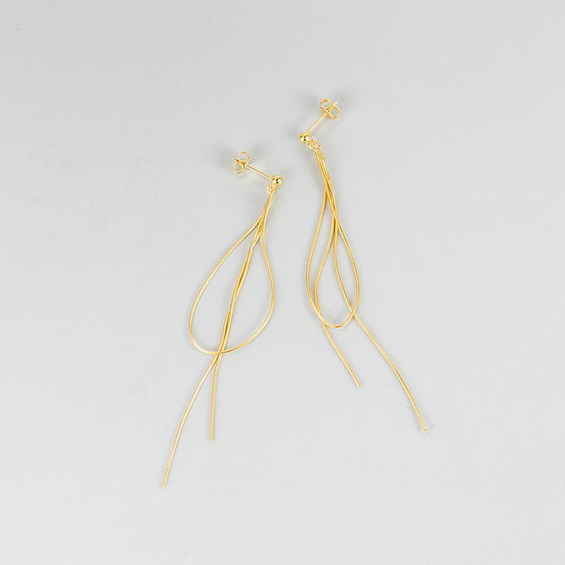Fashion Jewelry Snake Bone Chain Tassel Stud Earring for Women 18K Gold Plated 925 Sterling Silver Earring Piercing Jewelry