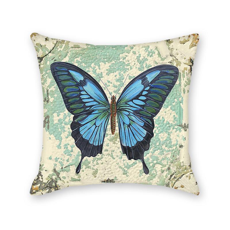 Hug Literary Retro Butterfly Flower Print Pillow Home Bedroom Sofa Decorative Cushion Cushion Cover