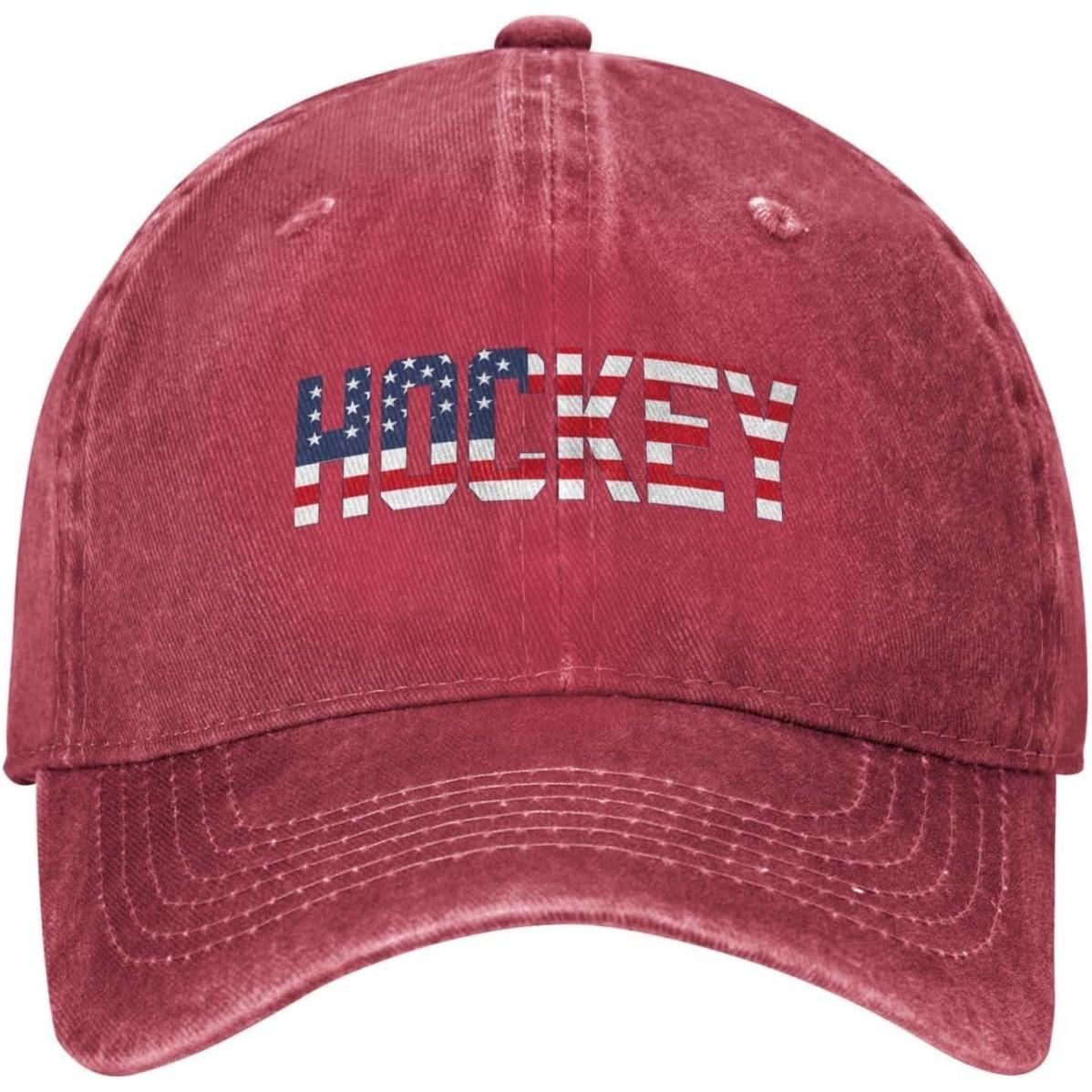 American Flag Hockey Washed Cotton Baseball Cap Casual Patriotic Distressed Hat Unisex Can Be Adjusted
