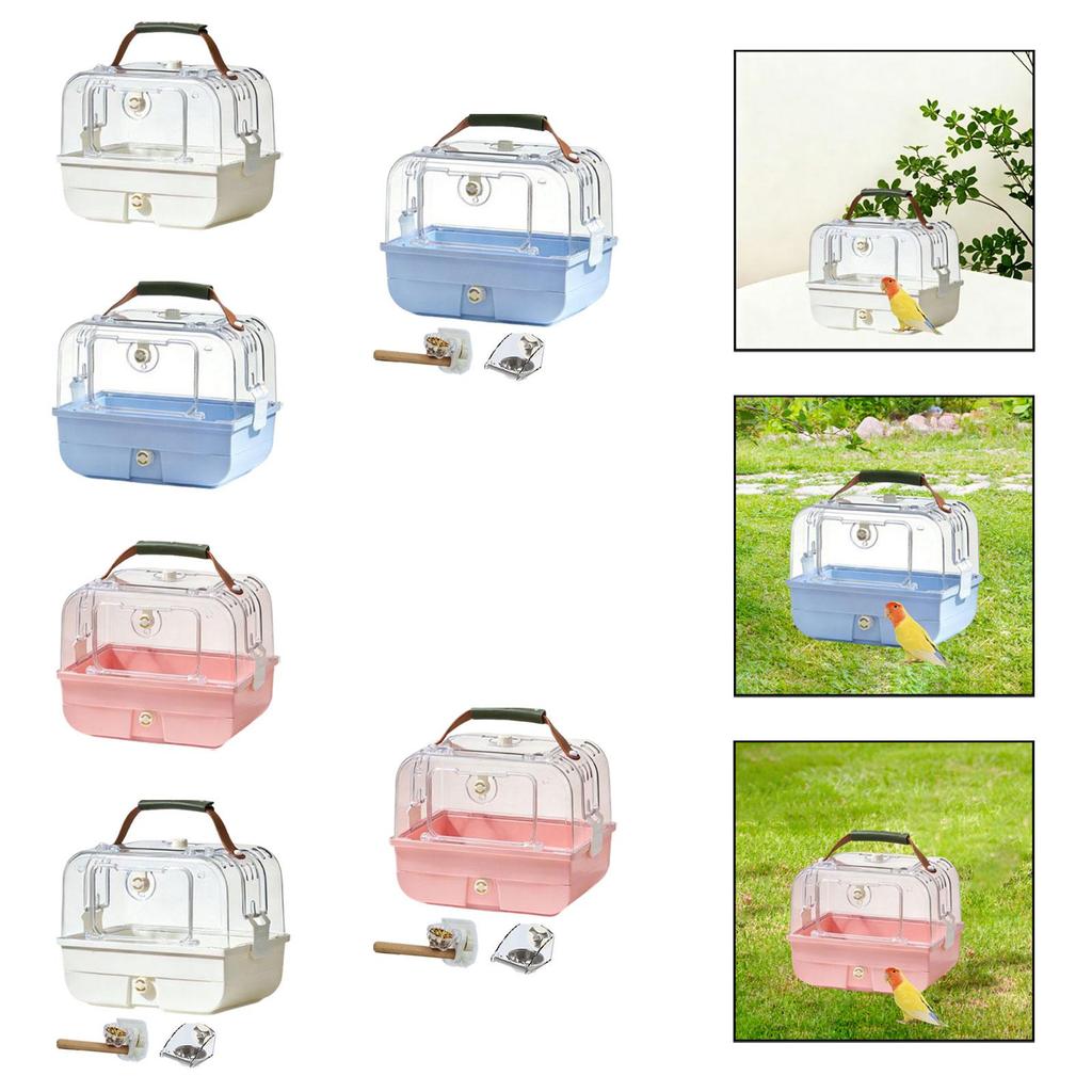 Portable Parrot Birdcage Acrylic Travel Carrier Carry Handle Large Ventilation for Outdoor Use Conures Lovebirds Cockatiels