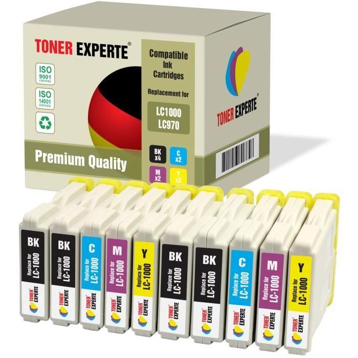 Cartouches d'encre compatibles - TONER EXPERTE - LC1000 LC970 - Pack de 10 - Noir/Couleurs - Garantie à vie