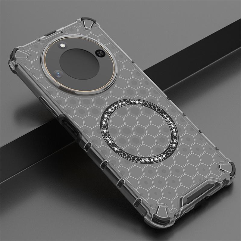 For Honor X60 5G Case Compatible with MagSafe Honeycomb Design TPU+PC Phone Cover