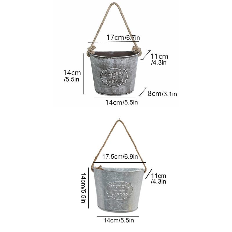 Wall Hanging Flower Bucket Home Flowerpot Garden Half Circle Design Decorative Accessories Iron Art Photography Props Decorations