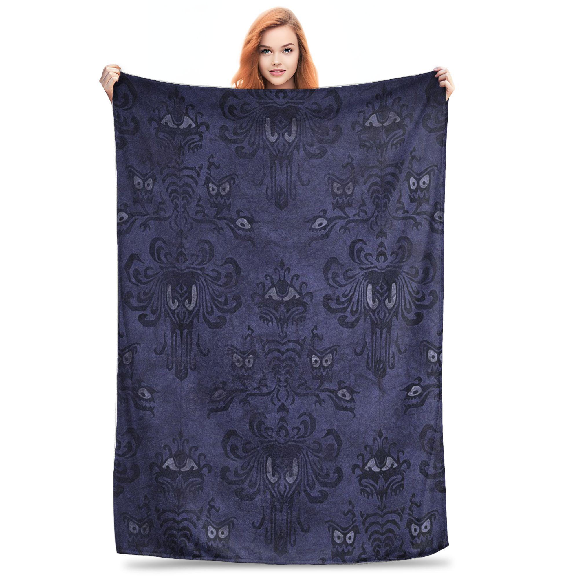 

Flannel Throw Blanket Grimace Haunted Mansion Halloween Horror Warm Plush Blankets Soft Bedding for Bed Livingroom Picnic Couch 80x120cm