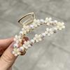 2025 New Flower Medium Grab Clip French Elegant Temperament Pan Head Hairpin Internet Celebrity Pearl Glazed Metal Hair Grab