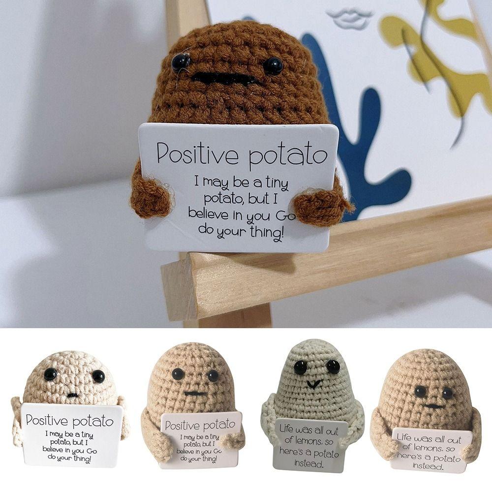 

Card with Positive Card Home Decoration Positive Potato Plush Doll Toy Knitted Potato Doll