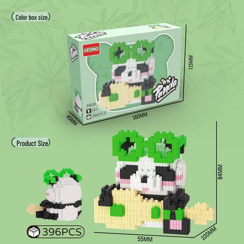 Panda Flower Cute Blue Building Blocks: Micro-Particle Assembly Toys for Creative Modeling