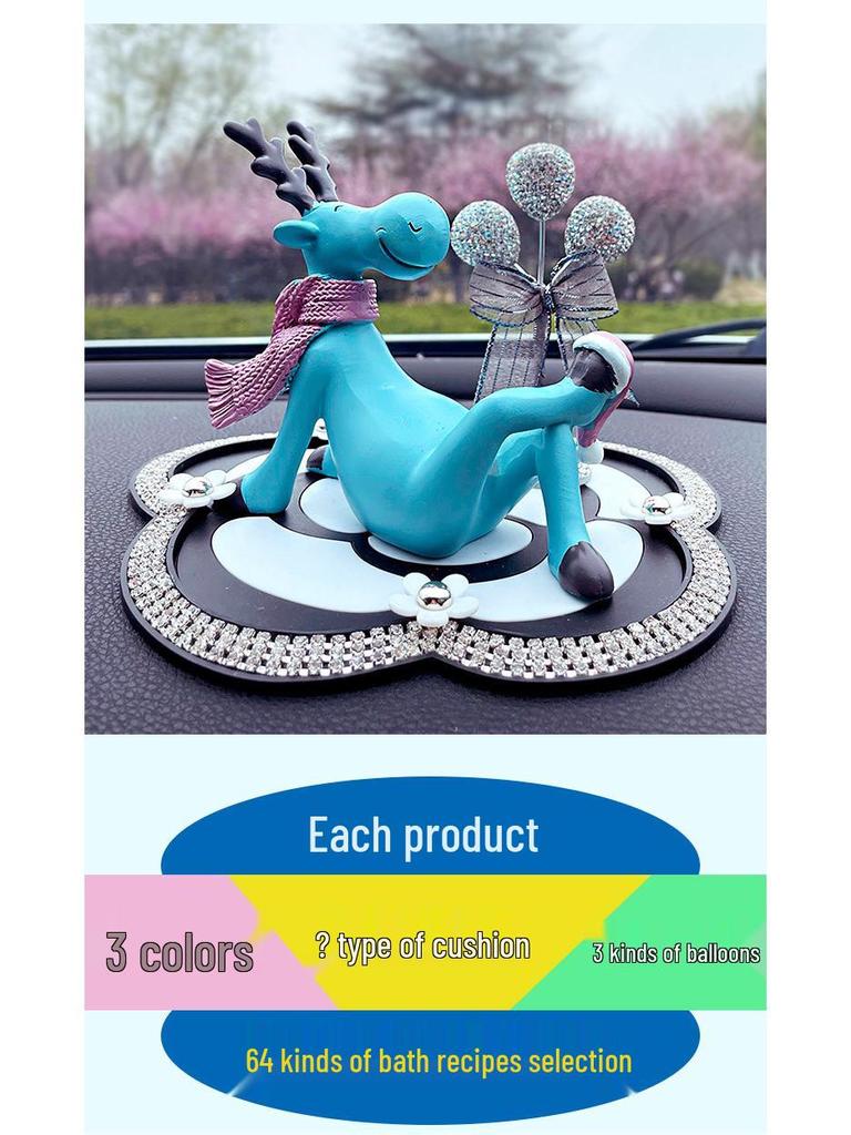 Luxury Diamond Pearl Aromatherapy Deer Ornament for Car Interior - Elegant Unisex Design