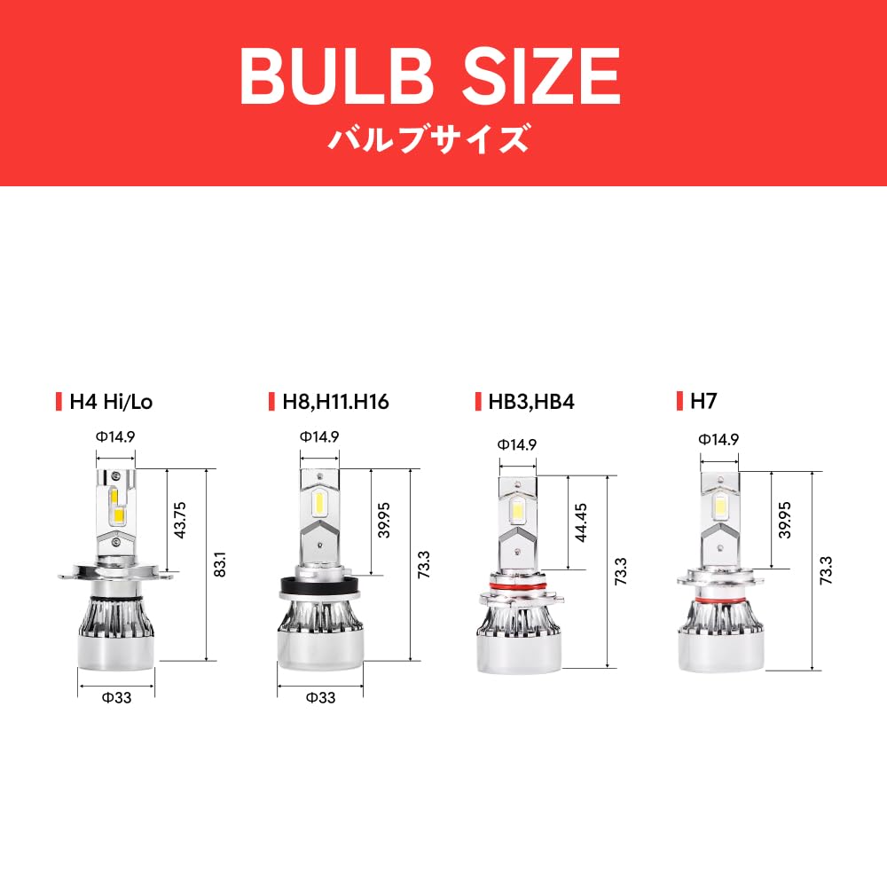 HID-YA H4 LED Headlight, Explosive Light, Halogen, Bulb Color, Compatible with Vehicle Inspections, 28500cd