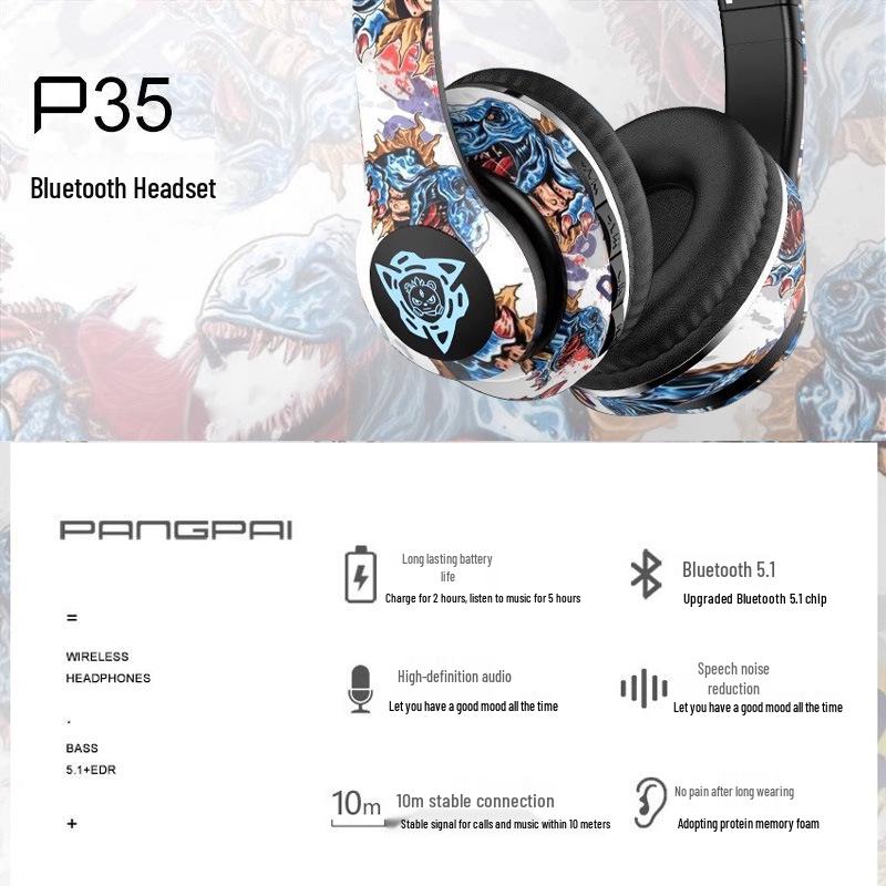 Graffiti Bluetooth Headband with Ultra-Long Battery Life - Perfect for Fashion and Photography P35