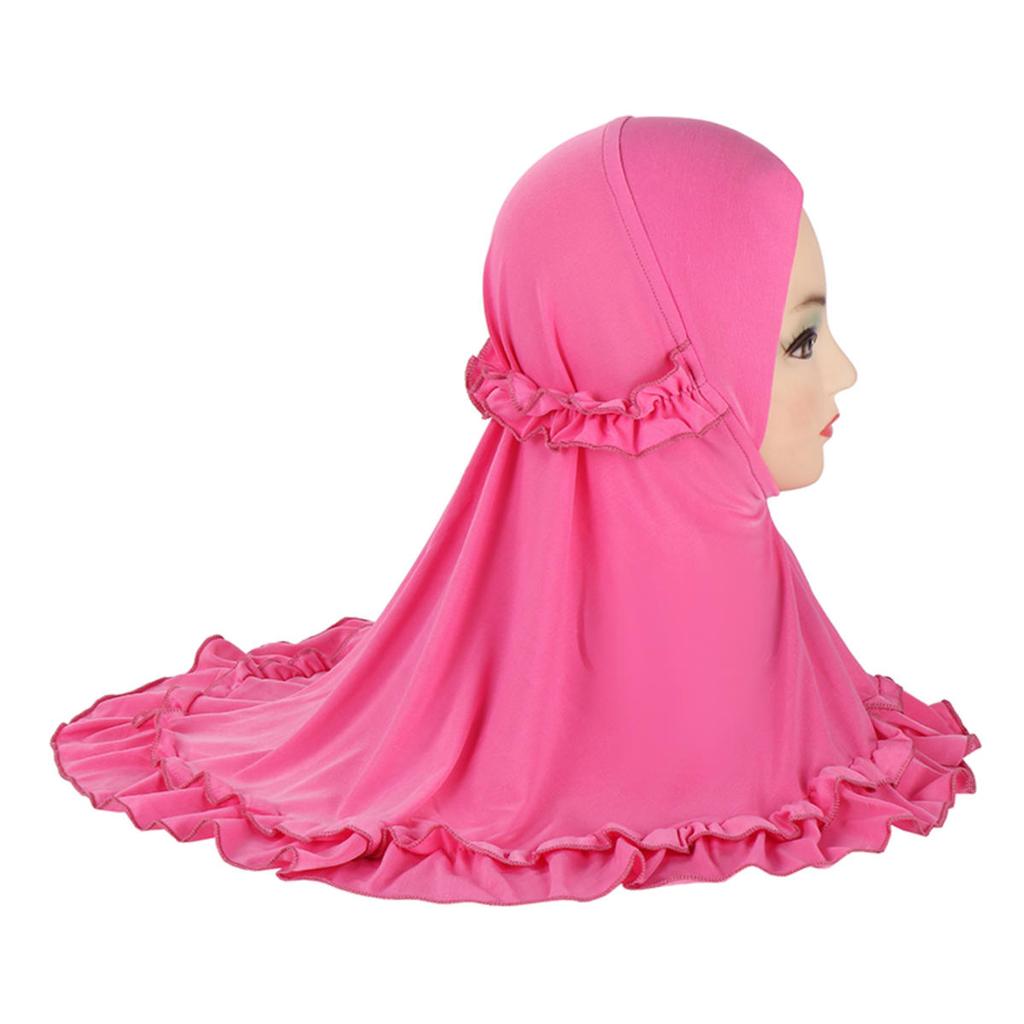 Beautiful Ruffle Solid Children Hijabs Muslim Girls Kids Hijab Islamic Headscarf Soft Stretch Fit 2-6 Years Old Girls Turban