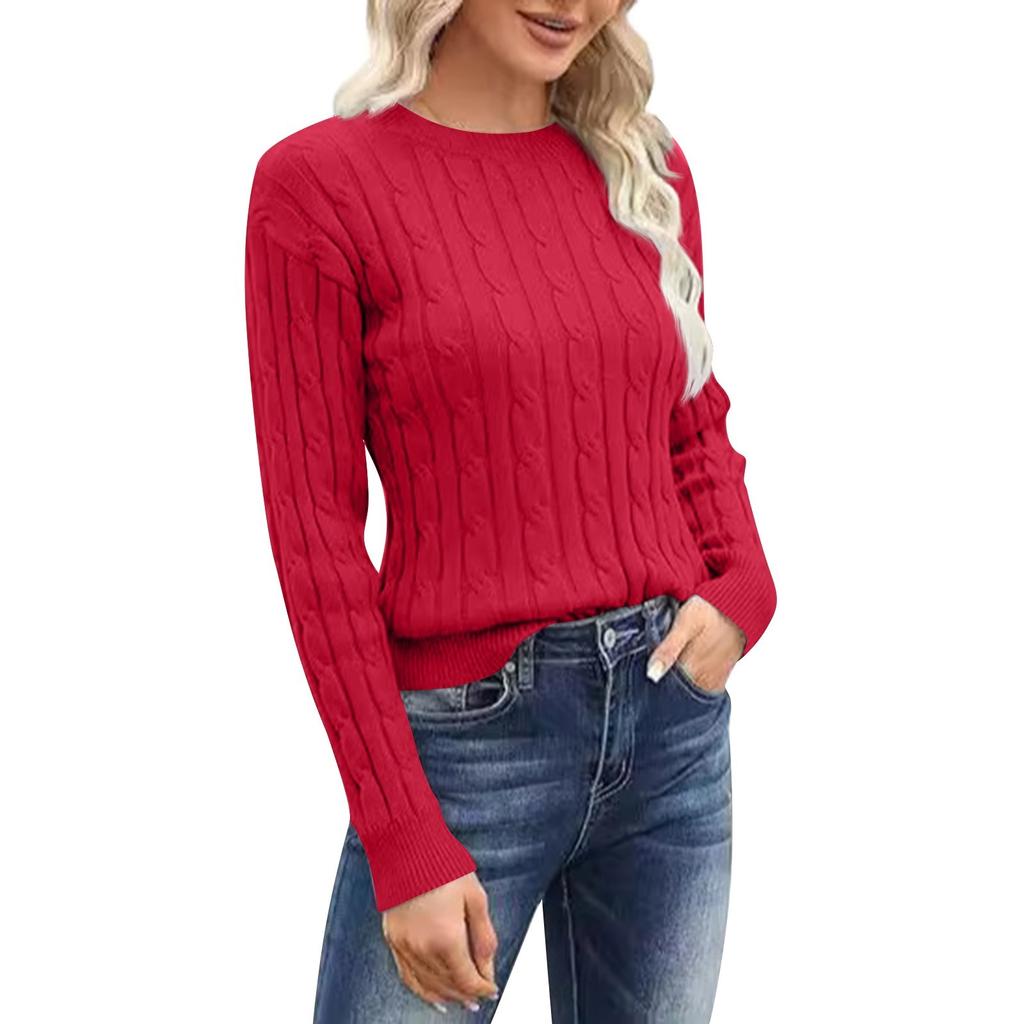 Women's Fashion Crew-neck Long-sleeved Casual Loose Pullover Sweater