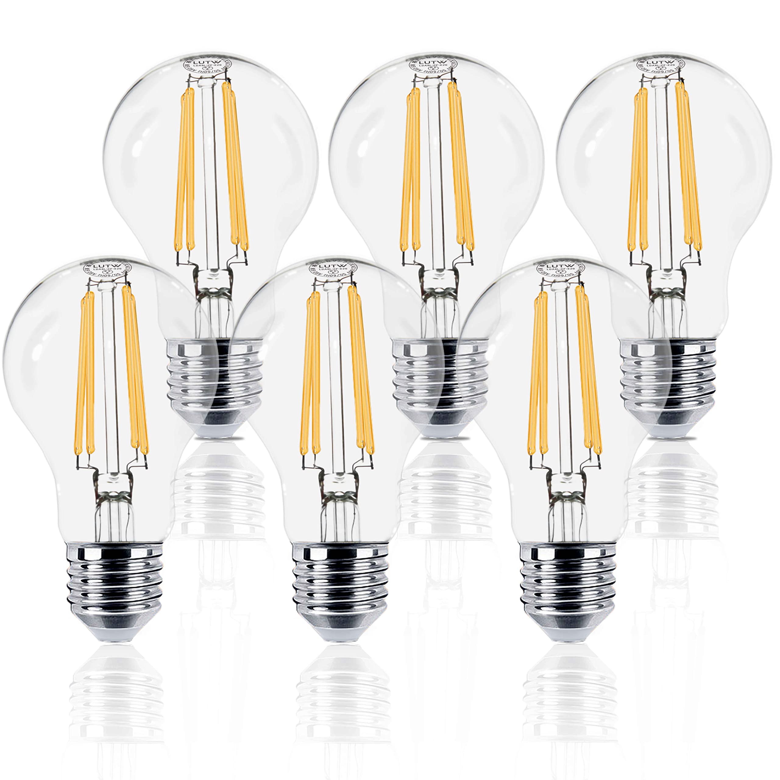 

LUTW LED Bulbs, E26 Base, Edison Bulbs, 60W Equivalent, 6W, 2700K Warm White, 700lm, Omnidirectional, Non-Dimmable, PSE Certified, Antique Style,