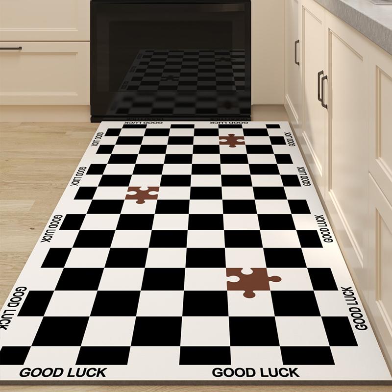 Rug for Kitchen Vinyl Carpet Pvc Waterproof Floor Mat Leather Oil-proof Non-slip Mats Checkerboard Classic Home Decoration Rugs