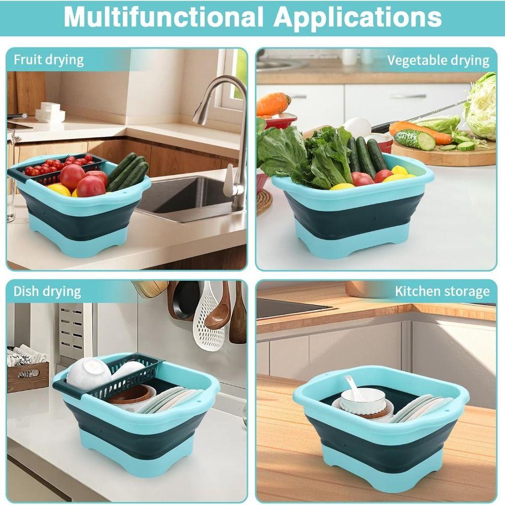 Kitchen Storage Tool Folding Basin Multifunctional Fruit Vegetable Washing Basket New Strainer