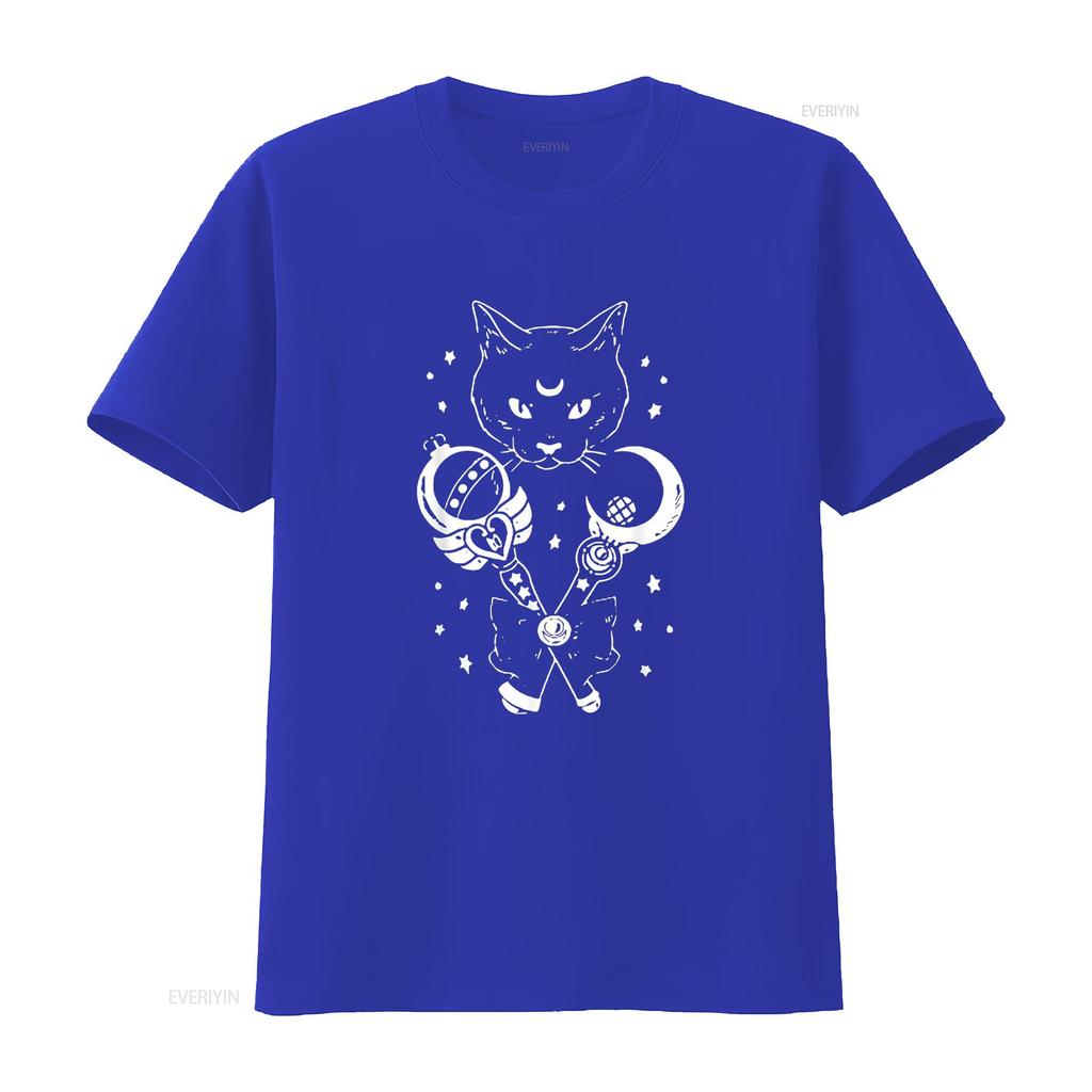 Sailor Meow Cute Moon Cat Space Magic Gothic Halloween Womens T Shirt vintage Washed graphic homme Breathable Stretched Casual
