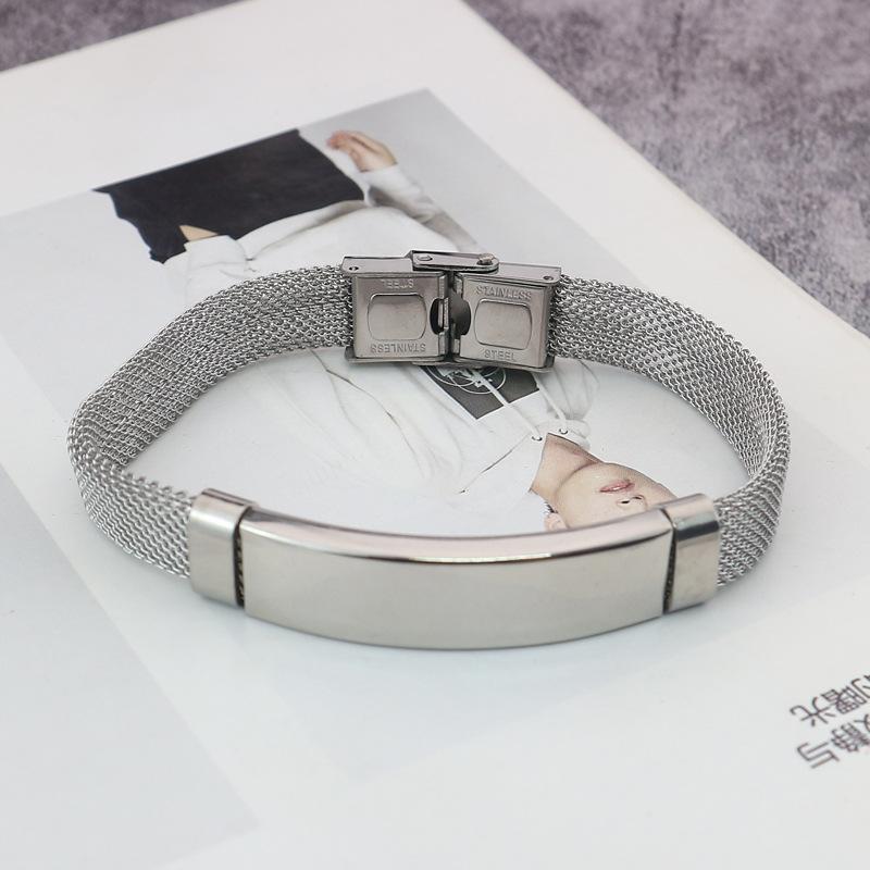 Punk Custom Name Engrave Logo Net Bracelets For Women Trendy Stainless Steal Bracelet Men Charms Friendship Jewelry Valentine