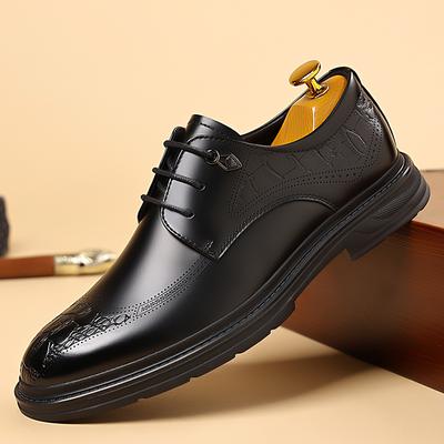 ModeMode Hommes Confortable Business Britannique Décontracté Chaussures en Cuir Sculpté Classique Hommes Version Coréenne Mode Chaussures Oxford à Lacets