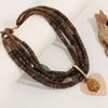 Statement Beads Necklace with Heart Pendant Multi-layer Handmade for Women Trendy Party Jewelry