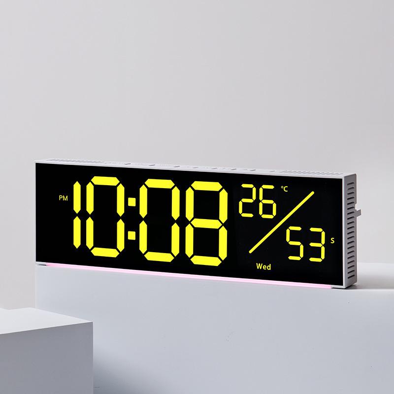 LED Color-Changing Wall Clock RGB Display, Multi-functional Alarm Clock, Large 6677R.