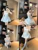 White Polka Dot Strappy Dress: Backless, Waist-Slimming, Puffy Skirt for Women