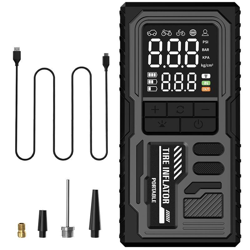 Portable Wireless Car Air Pump & Power Bank with Digital Tire Pressure Gauge