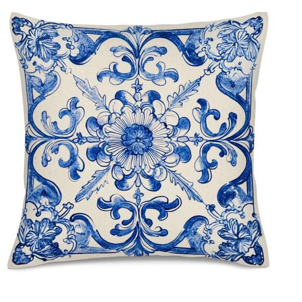Home Decor Blue And White Floral Pattern Pillow Covers Pattern Cushion Cover Suitable For Sofa Bedroom Car Pillow Cover