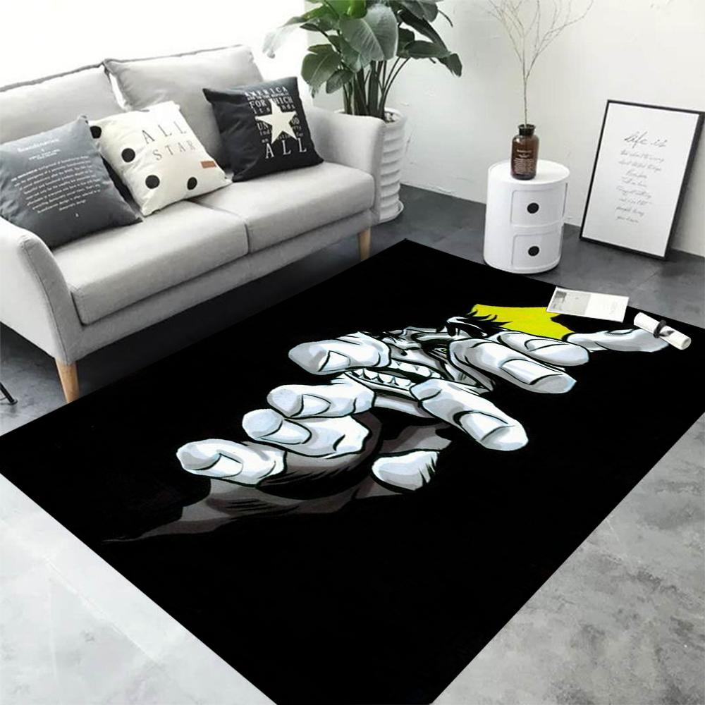 3D HD Printing Neon Graffiti Printed Carpet Non-Slip Rug Black Home Decor Rug Carpet for Living Room Bedroom Dining Office Gift