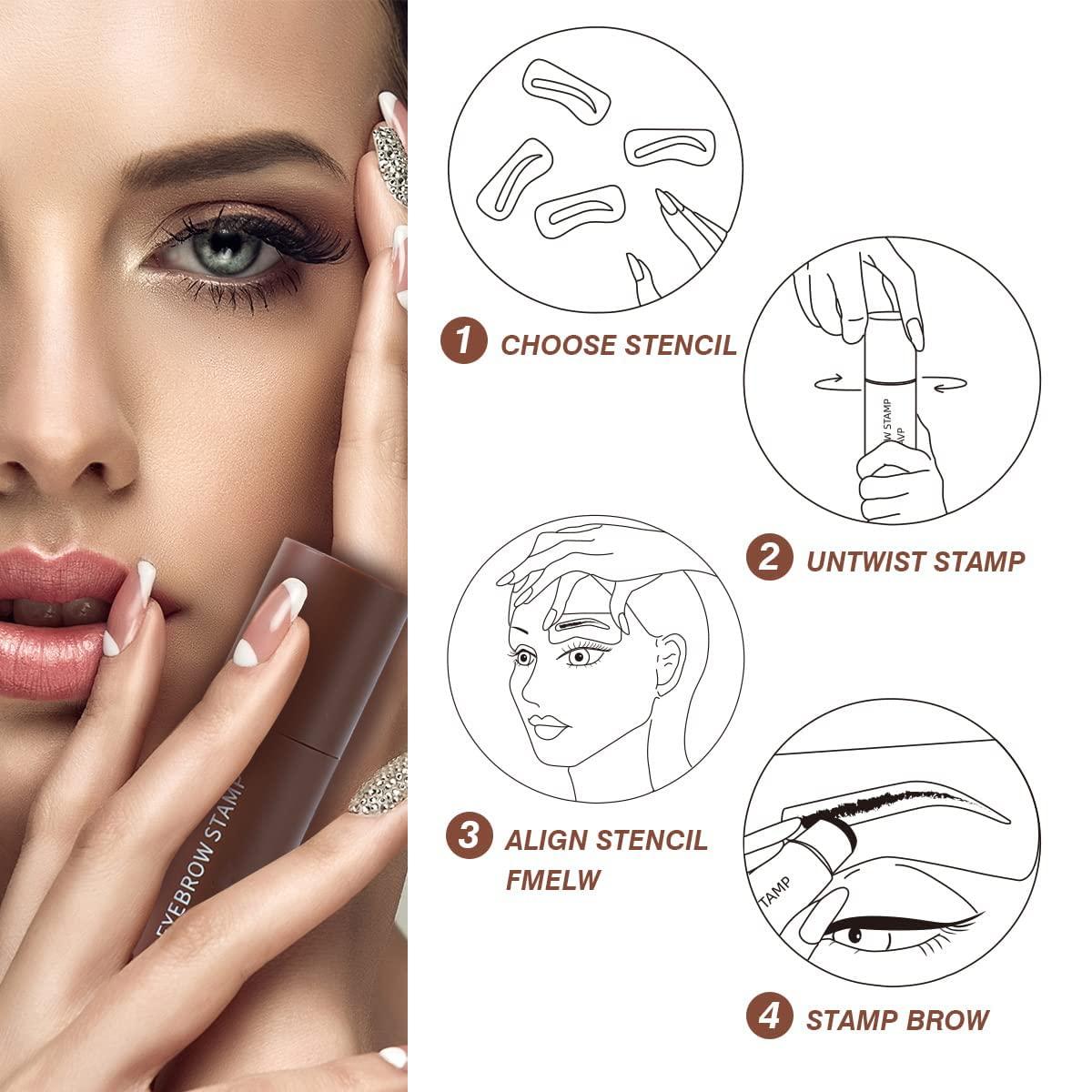 Набор для штамповки бровей - макияж для бровей с пудрой для бровей с 10 многоразовыми — фото 9