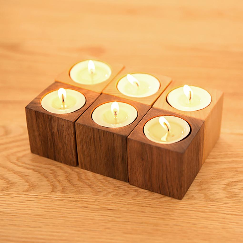 Kerzenständer aus Massivholz Weihnachten Hochzeit Valentinstag Requisite Tischdekoration Kerzenhalter