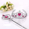 2Pcs Sweet Princess Tiara Crown Headband for Girls, Rapunzel Elsa Cosplay Hair Jewelry with Magic Tights Party Gift Accessories