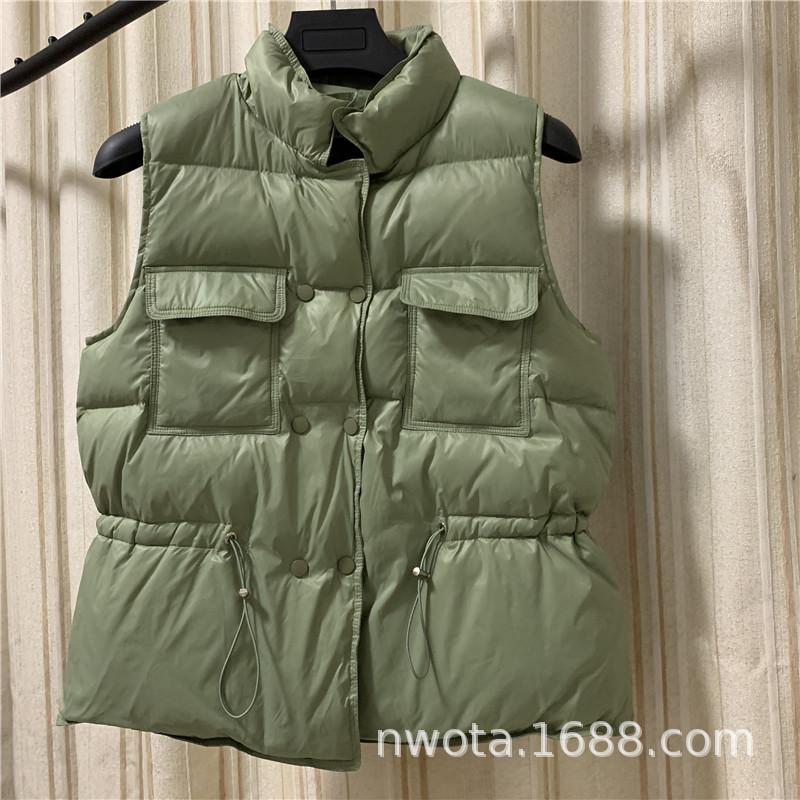 Down vest women's short autumn and winter new waist stand-up collar bread clothes vest vest vest white duck down vest women