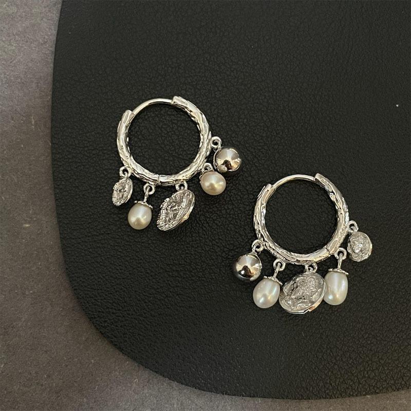 Tassel Pearl Retro Earrings Antique Gold Texture Design Temperament Women's Birthday Party Gift Ear Jewelry