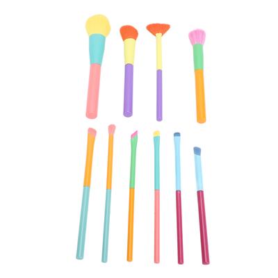 10 Stück Make-up Pinselset Weiche Nylonhaare Bunte Kosmetikpinsel für Puder Rouge Lidschatten Co