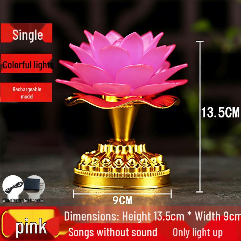 

2023 Lotus Bodhisattva Buddha Offering Lamp: Ever-burning, Seven-color LED, Plug-in Lotus Lamp for Home
