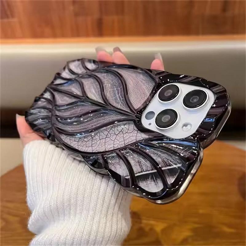 For iPhone 16 Pro Max Luxury Colour Tree Leaf Plating Frame Phone Case For iPhone 11 12 13 14 15 16 Pro Max Plus Soft Protective Cover
