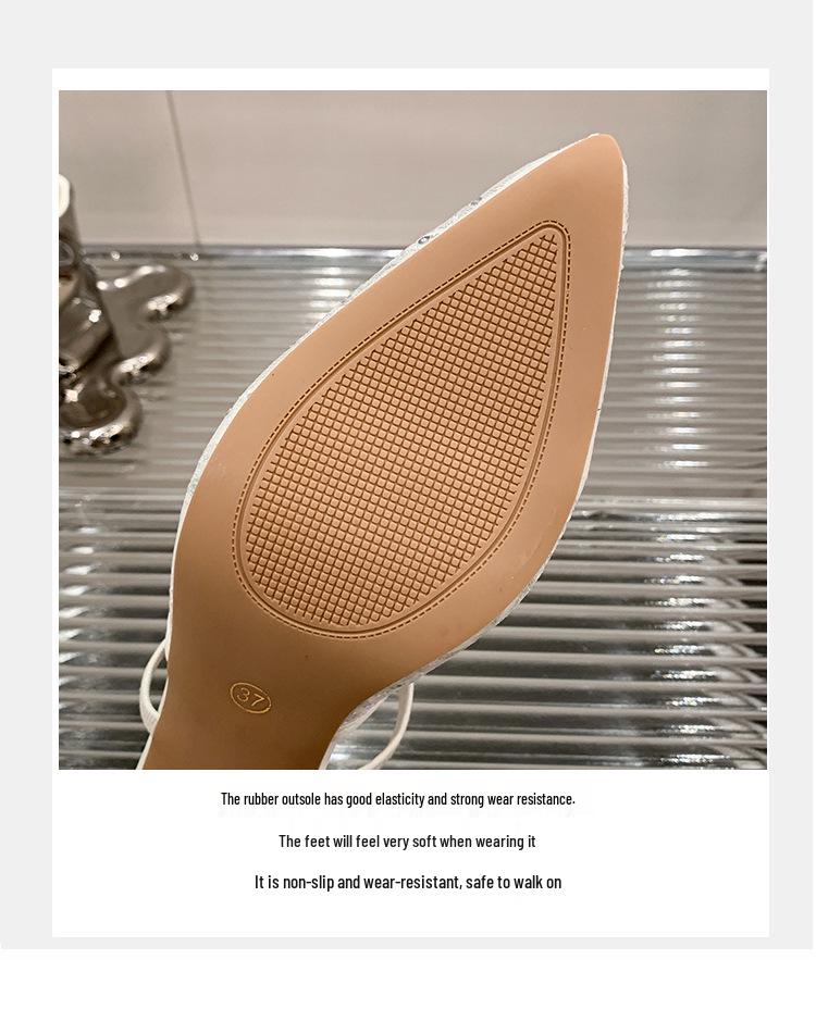 Französische Feen-Netz-Spitz zulaufende Schnür-Stiletto-Sandalen für Damen - Sommer 2026 Edition