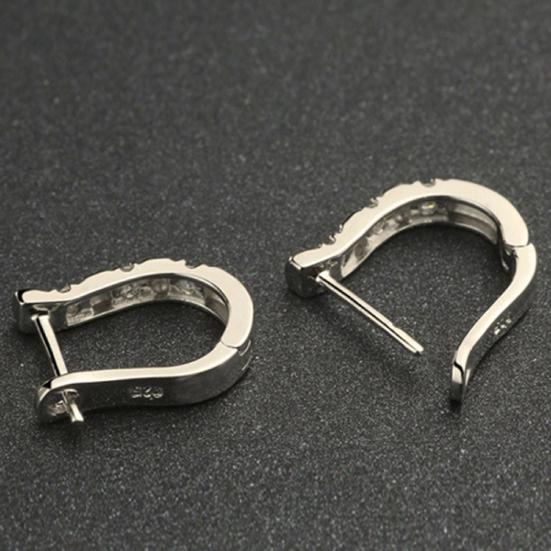 1 Pair Earrings Studs Luxury White Silver Plated Harp White Gemstones Hoop Earrings for Daily Life