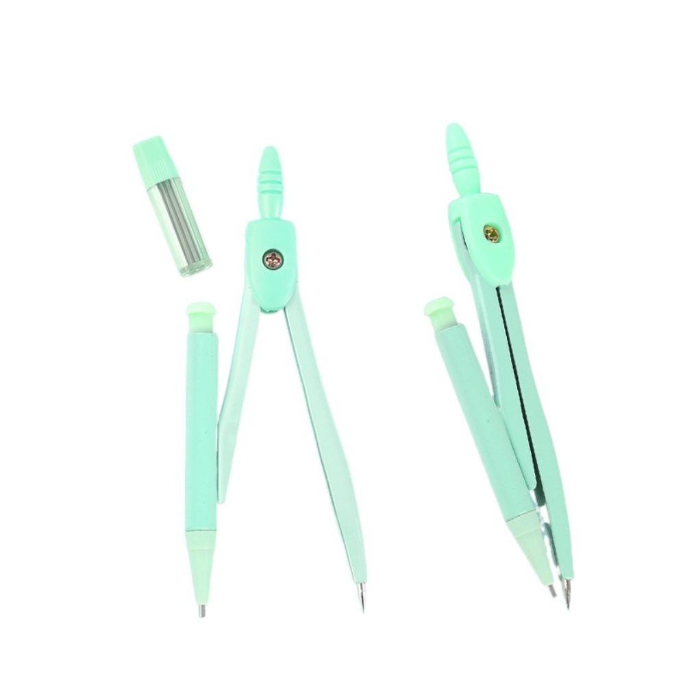2pcs Exam Metal Compass Set Learning Math Geometry Student Pencil Compass Measuring with Box Drawing Tool Student Stationery зелёный