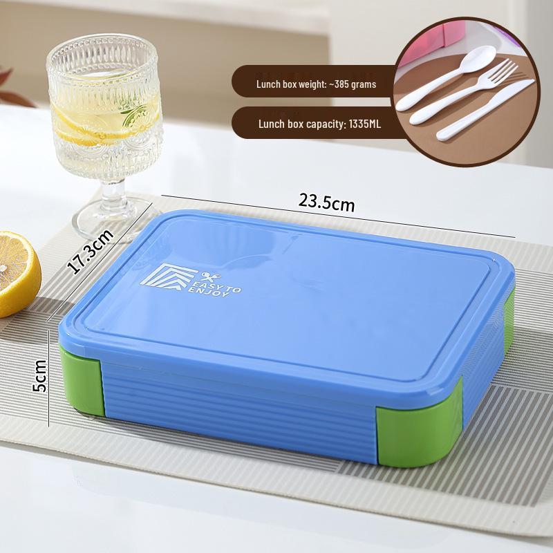 Nordic-Style Stainless Steel Lunch Box with Compartments, Fork, and Spoon - Microwave Safe