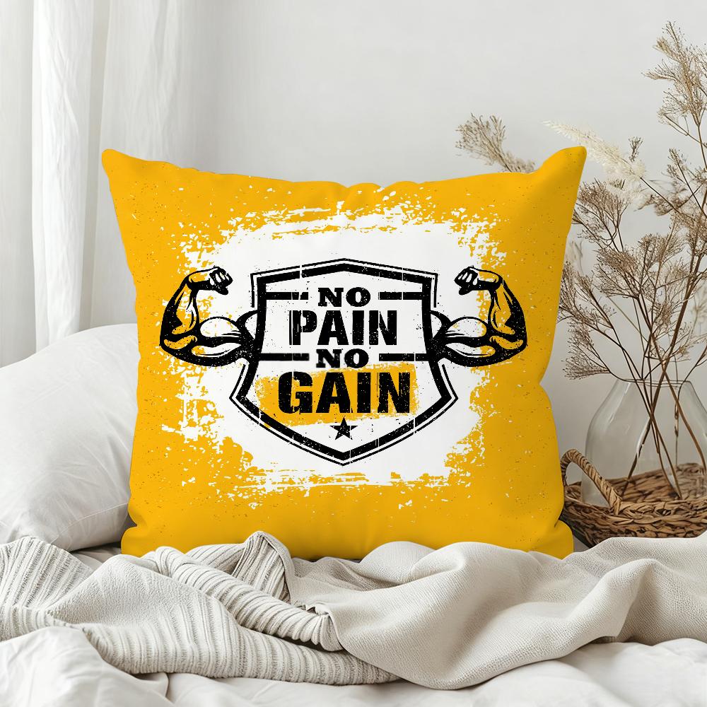 No Pain No Gain GYM Pillow Case Bedroom Sofa Living Room Backrest Decoration Square Cushion Nap Time