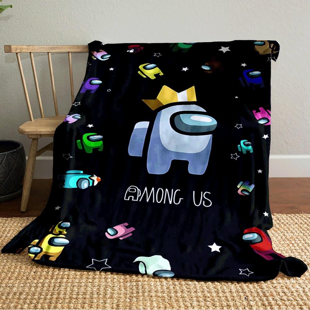 Crewmate colorati di Among Us sparsi di stelle su uno sfondo nero. coperta per tutte le stagioni coperta per pausa pranzo regalo