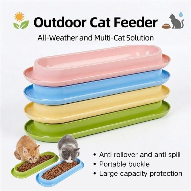 ABKP-Multi-Cat Home 4Pack Long Pet Food Bowls Large Capacity Non-Slip Easy Clean Dishes Indoor & Outdoor Feeding