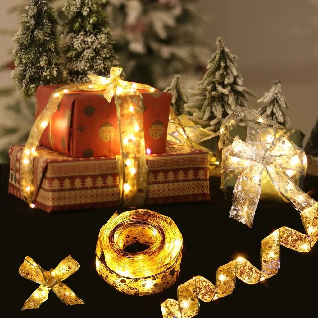 Vianočná stuha Víla Svetlo Vianočná dekorácia Vianoce na stromček Ozdoby pre domácnosť 2023 Mašle Svetlá Navidad Natal Darčeky Nový rok 2024 Vianoce