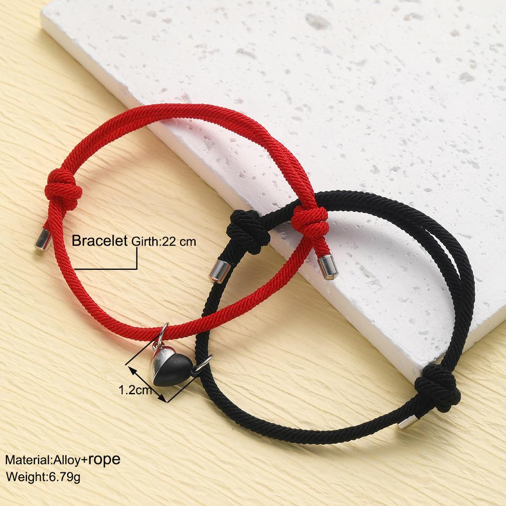 Handgefertigtes Herz-Magnet-Armband für Damen Herren Mode Verstellbares Geflochtenes Partnerarmband Liebhaber Bestie Freundschaft Schmucksets