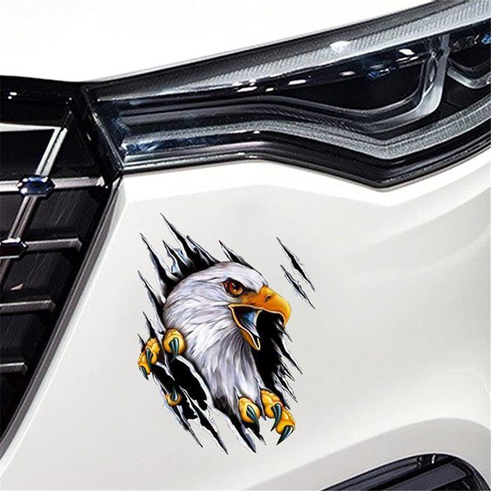 Autocollant voiture - AIMOONSA - Aigle 3D - Noir - Vinyle PVC résistant - Amovible sans résidu