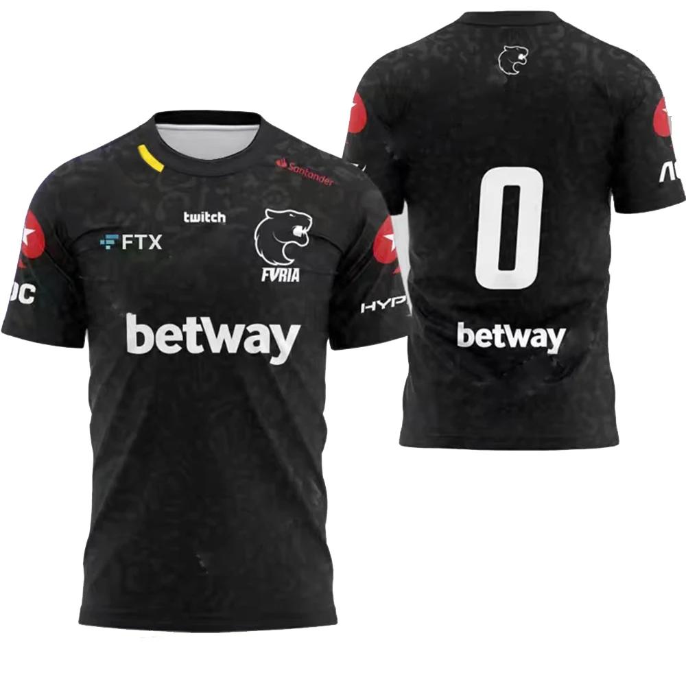 CSGO Спортивная футболка для мальчиков Furia Team, с круглым вырезом, с короткими рукавами, повседневный, леопардовый XS