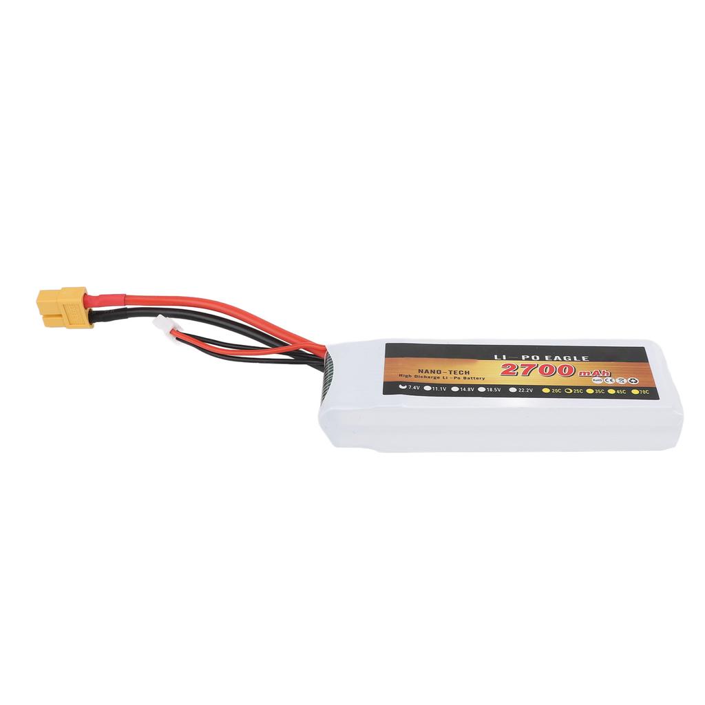 7.4V 2700mAh 2s 25C LiPo Battery Lightweight Long Lasting Use for Wltoys RC Car Helicopter Airplane Drone Boat