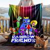 Warm Flannel Blanket Rainbow Friends Pattern, Lightweight Comfortable Throw Blanket for Bed Sofa Use